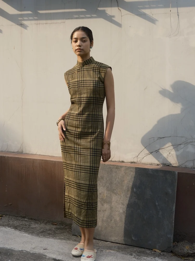 

Хлопково-льняной халат с узором в виде книжных переплетов, 30S, цельный, с плоским кроем, длинный, в китайском стиле, дышащий, без рукавов