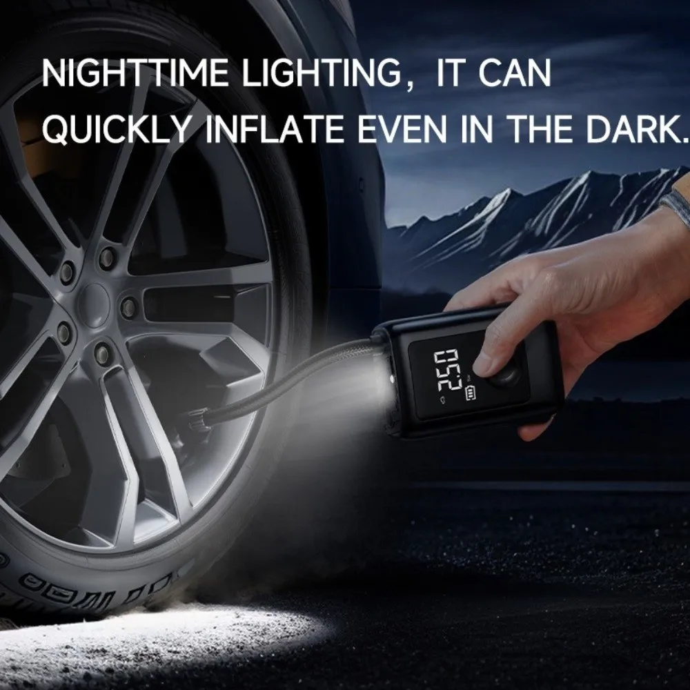 

Автоматический электрический шинный насос 150PSI с легким перезаряжаемым воздушным компрессором, ЖК-дисплеем, перезаряжаемый насос для велосипедов