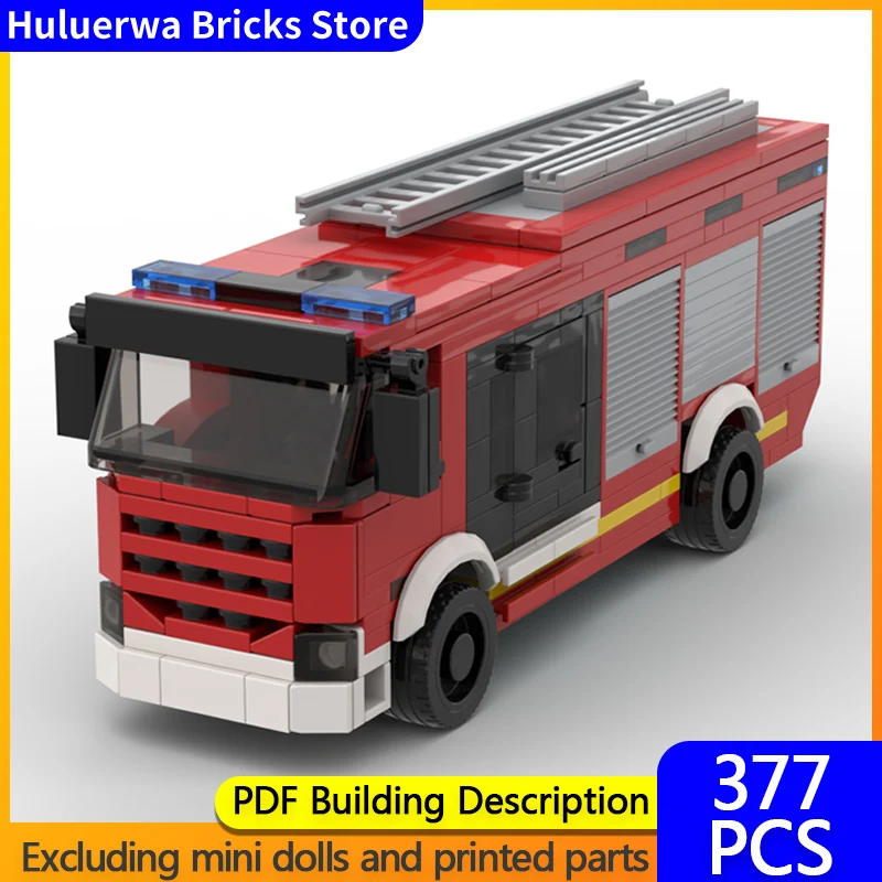 

Модель городской автомобиль MOC, строительные кирпичи HLF20, Actros, воздушная лестница, пожарная машина, модульная технология, детские праздничные подарки, сборные игрушки