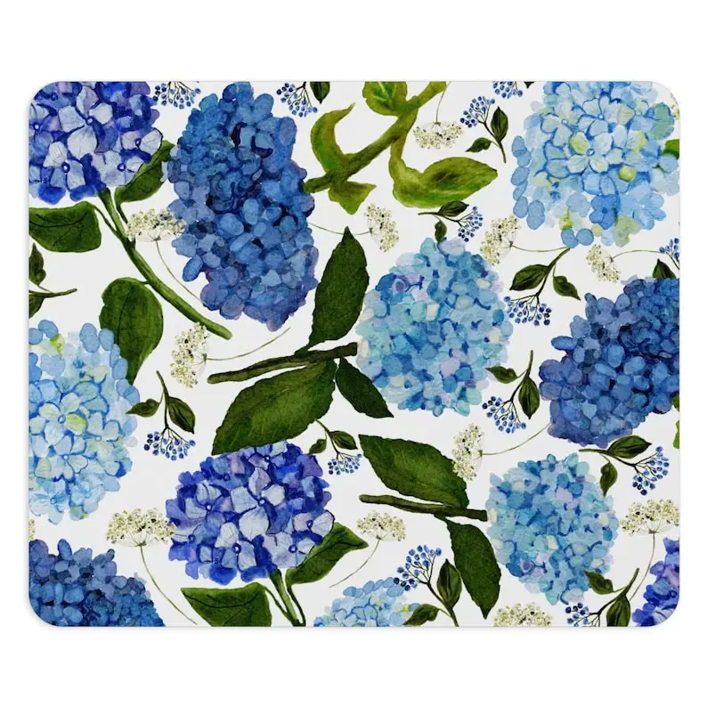 

Floral Mouse Pad Flower Mouse Pad, Hydrangea Mousepad Blue White Mousepad Hydrangea Office Decor Office Accessories Mouse Mat