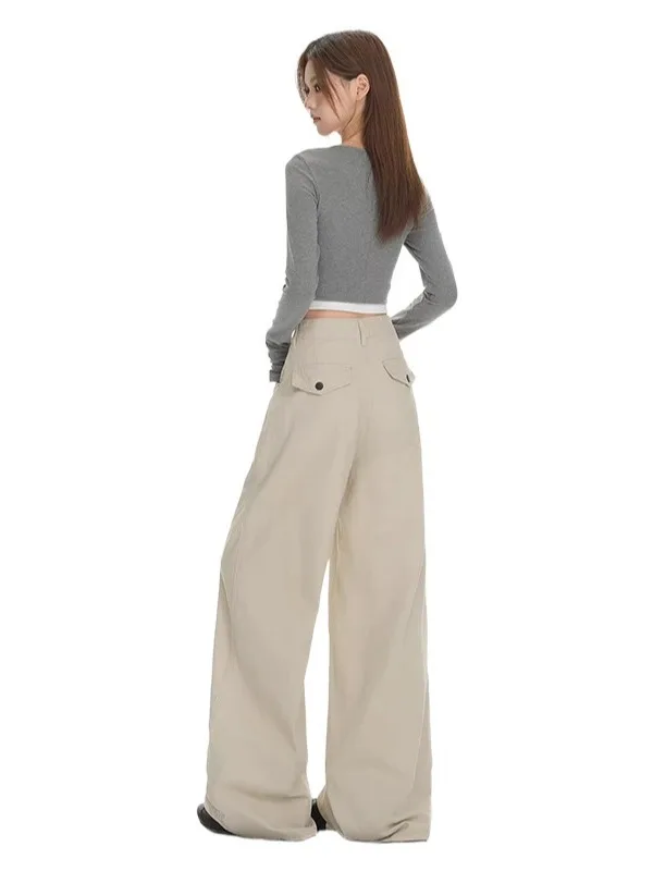 plus Size Women's American Retro Workwear Jeans High Waist Straight Leg Wide Leg Pants Summer Design Sensation Slimming Effect