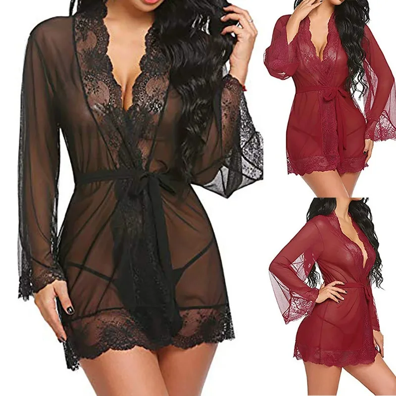 

Women's Pajamas Sexy Nightdress Lace Lace See-through Mesh Fun Pajamas Set Erotic Outfits Adult Goods Costume Plus Size Lingerie