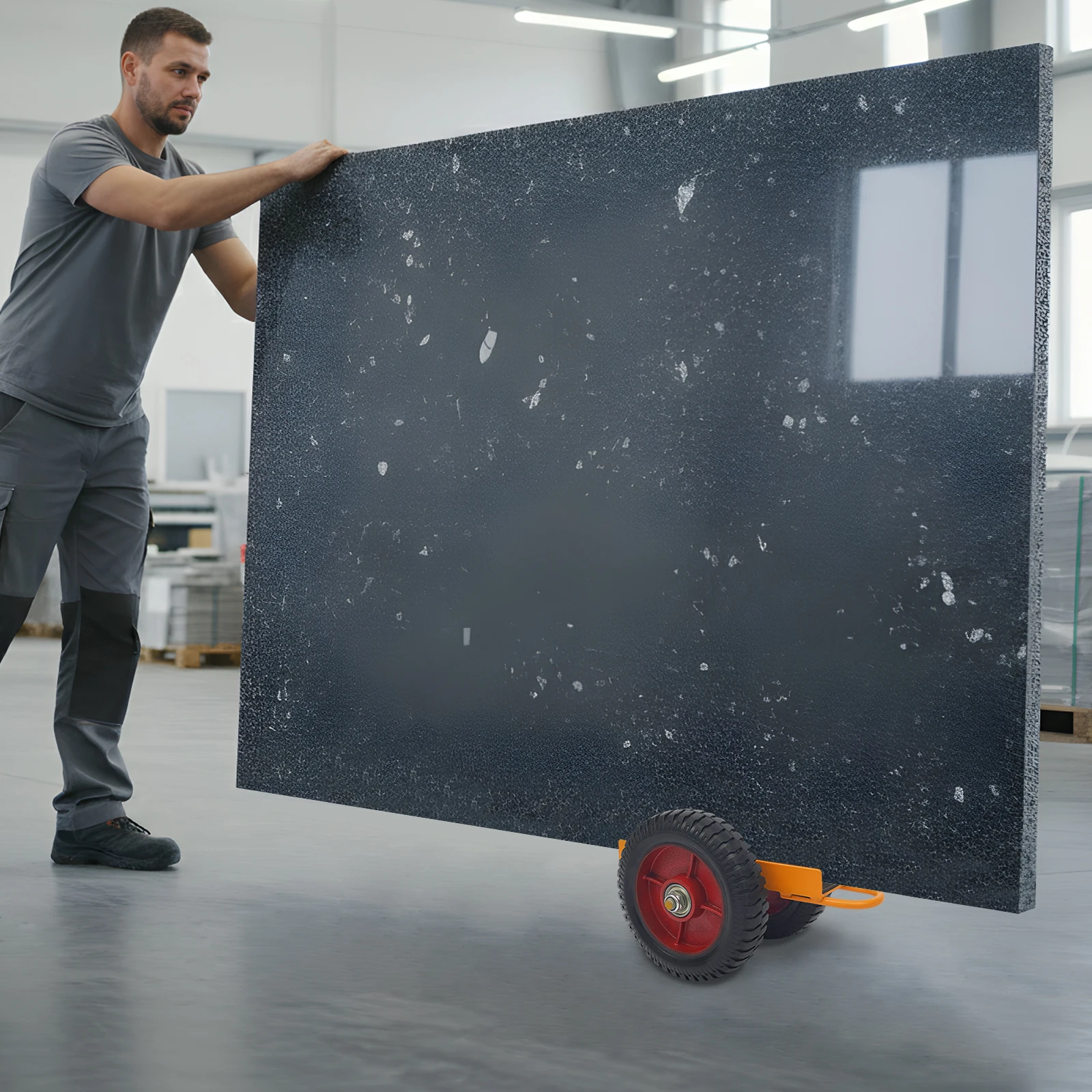 

Тележка для дверных панелей, 2-колесная транспортная тележка, усиленная тележка для панелей с резиновыми направляющими для стекла, камня, материалов, плит