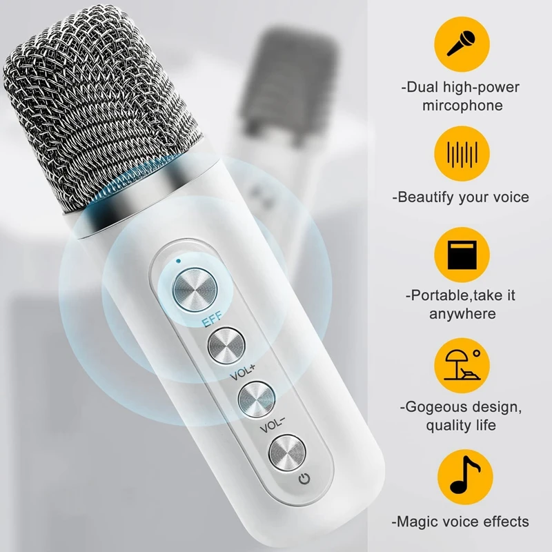 1 Set Portable Karaoke Machine Singing Machine + 2 Wireless Microphones, For Home Party,Meeting