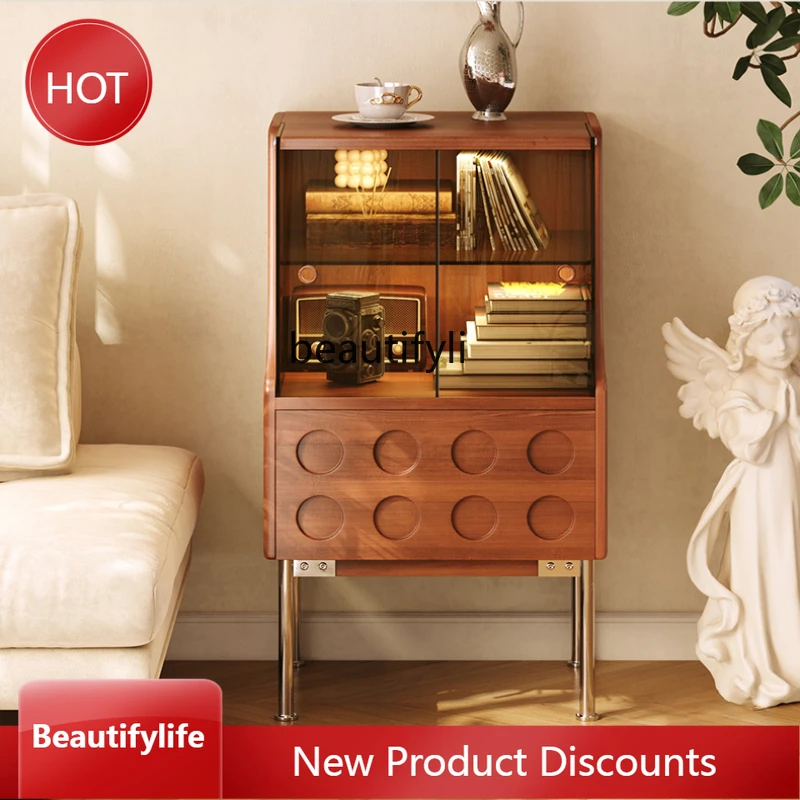 

Ретро комод из цельного дерева, маленькая квартира, гостиная, боковой шкаф для телевизора, стеклянный шкафчик для хранения