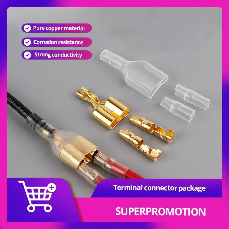 

50Sets One Female and Two Male 4.0 Bullet Terminal Electrical Wire Connector Diameter Male Female 1 2 Transparent Sheath