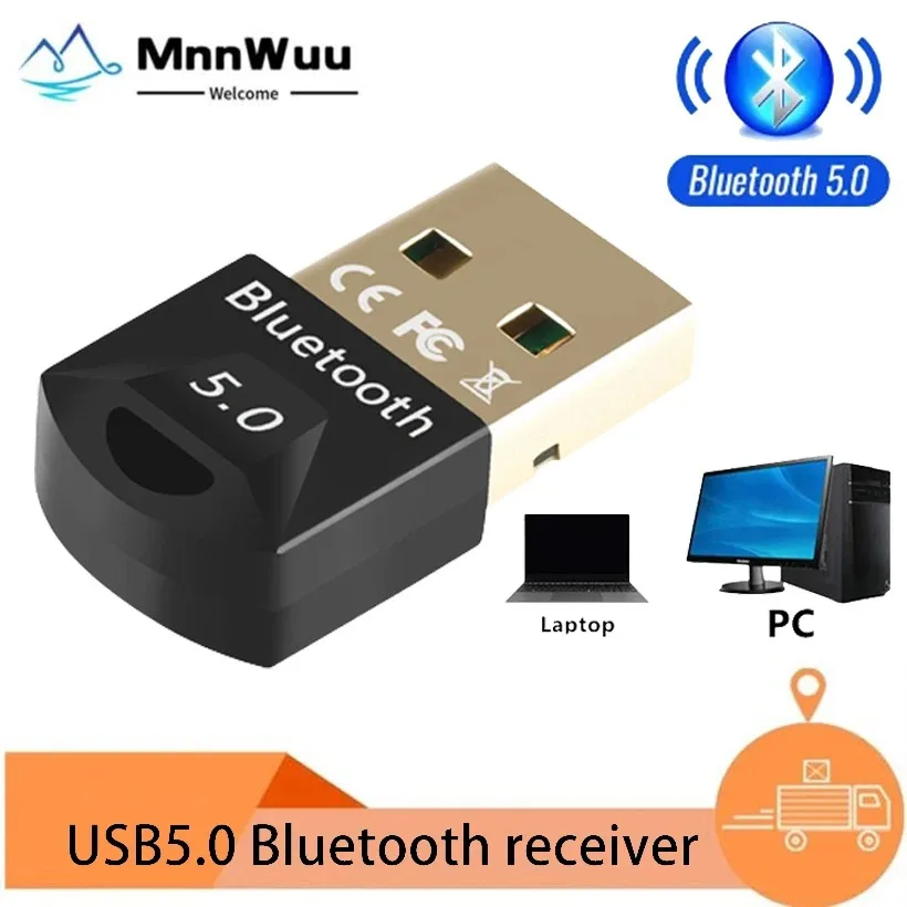 

MnnWuu Bluetooth USB5.0 adapter, suitable for desktop laptop auxiliary audio Bluetooth adapter Bluetooth USB5.0 receiver