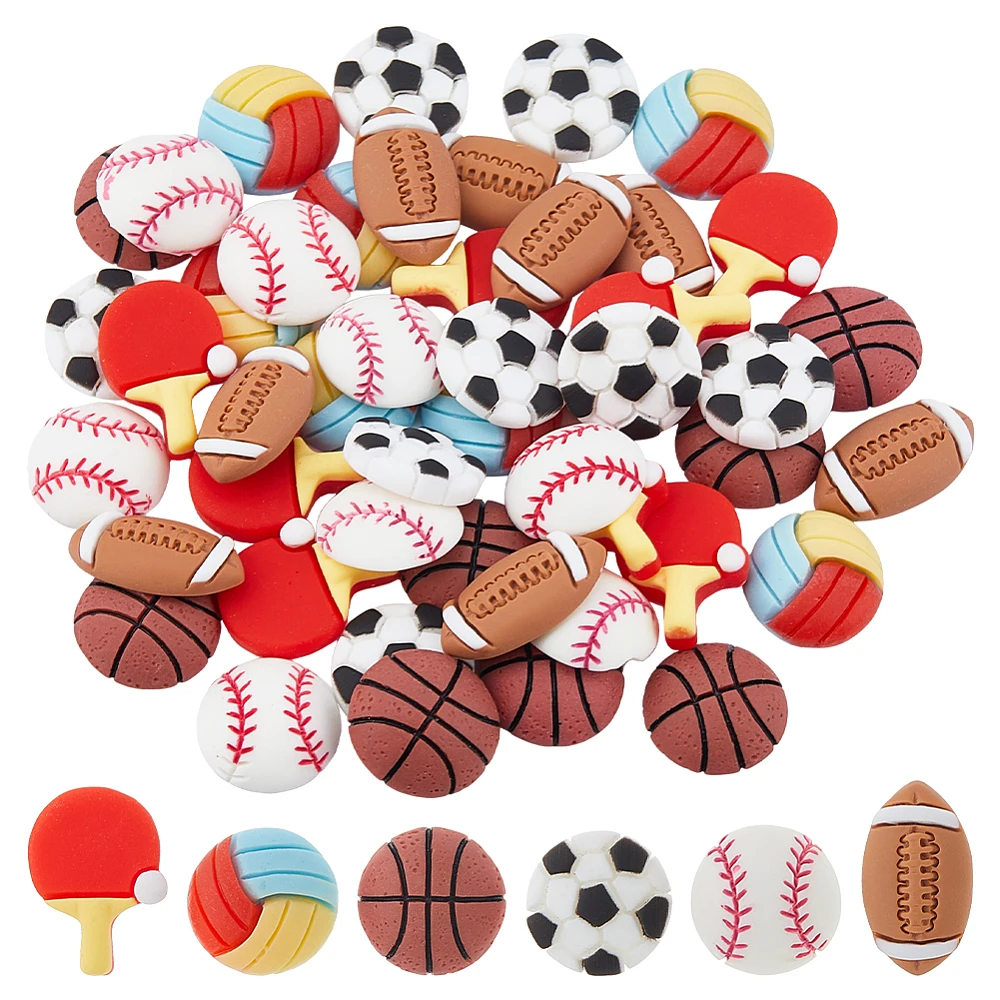 72pcs Flatback Resin Charms Assorted Cute Mini 3D Sport Ball Bead for Jewelry Making DIY Crafts Accessories Phone Case