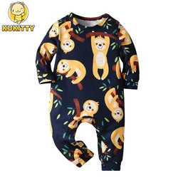 Newborn Infant Baby Boys Casual Long Sleeve Romper Onesie Clothes Thin Cotton Cute Printed O-Neck One Piece Jumpsuit Clothing