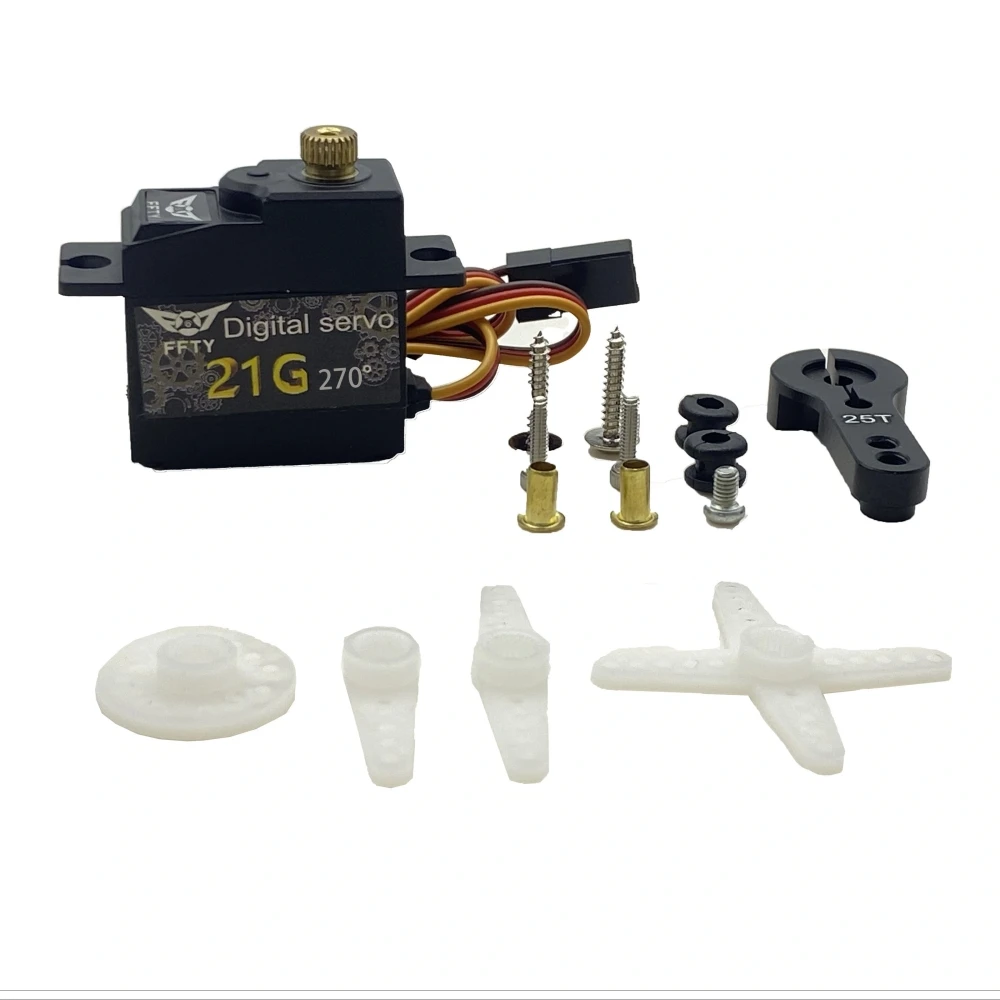 FFTYmetal gear servo 21G waterdichte RC legering digitale micro servo geschikt voor 1:14 1:18 1:16 RC auto vliegtuigen met 25T zwenkarm - afbeelding 2