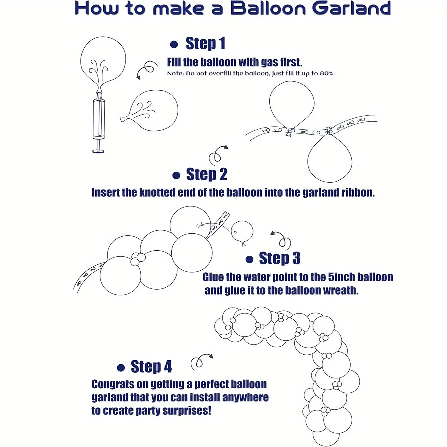 99 قطعة بالون الأزرق والأبيض جارلاند قوس عدة بالون طويل كما القوس ديكور استحمام الطفل الصبي الجنس تكشف زخارف حفلات الزفاف #5