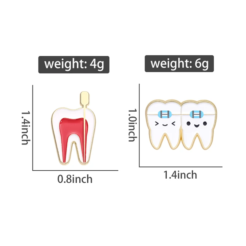 Funny Tooth Medical Enamel Pins Custom Red Oral Care Dental Alloy Brooches Backpack Lapel Badge Jewelry Gift for Doctors Nurses