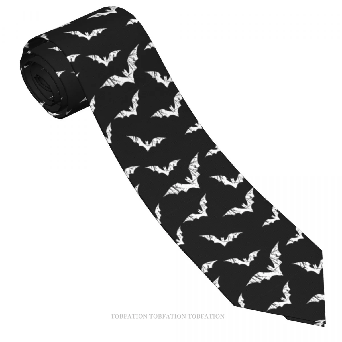 Bats Pattern Goth 1980s Subculture Rock Romance Classic Men's Printed Polyester 8cm Width Necktie Cosplay Party Accessory