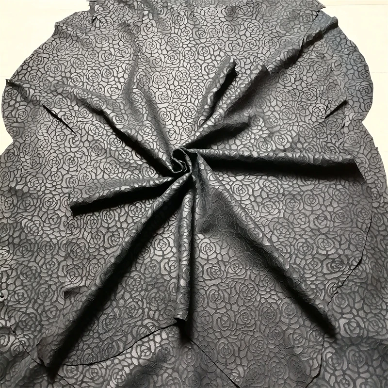 0.7 mm Black Carved Sheepskin. Top-grain Leather. Genuine Leather Material. Handmade For DIY Clothing Repair. Whole Sheepskin