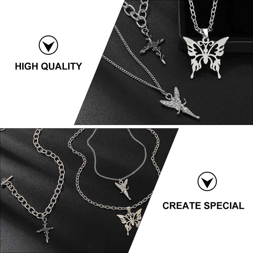 

Butterfly Pendant Necklace Women Alloy Necklaces Creative Neck Chain Party Fashion Trend Unique Design Long Use Chic Workmanship
