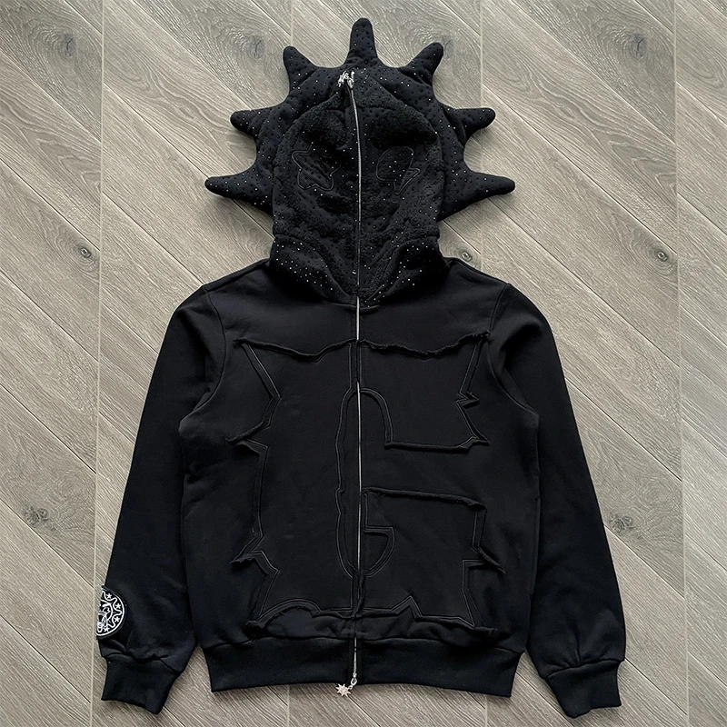 

Embeoidery Rhinestone Glo Gang The Glory Толстовка на молнии T Sharp Corner Mesh Fish Star Hat Мужчины Женщины Зимние толстовки Пуловеры