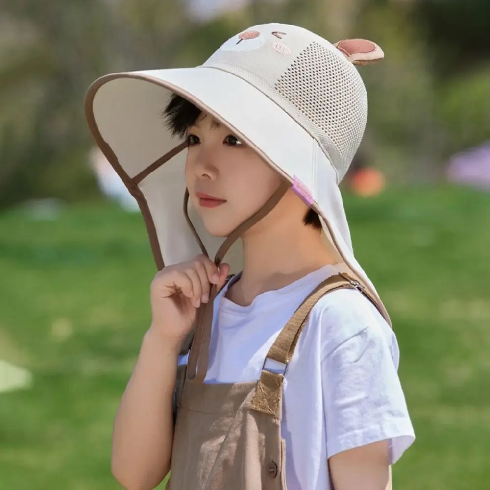 

Fashion Polyester Bucket Hat UV Protection Wide Brim Beach Hats Portable Children Sunshade Hat Boys Girls