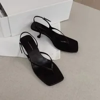 Retro Square Toe Clip Toe Sandals Kitten Heel Back Strap Brown Solid Concise French Style Sexy Fashion Women Shoes Summer Casual - Image 2
