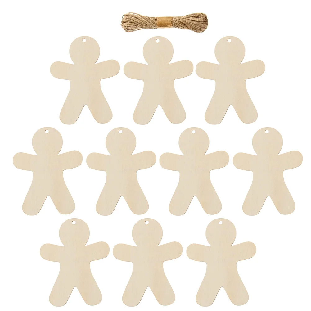 

10 Pcs Wood Carving Wooden Christmas Tree Decoration Man Felt Coasters Gingerbread Party Props