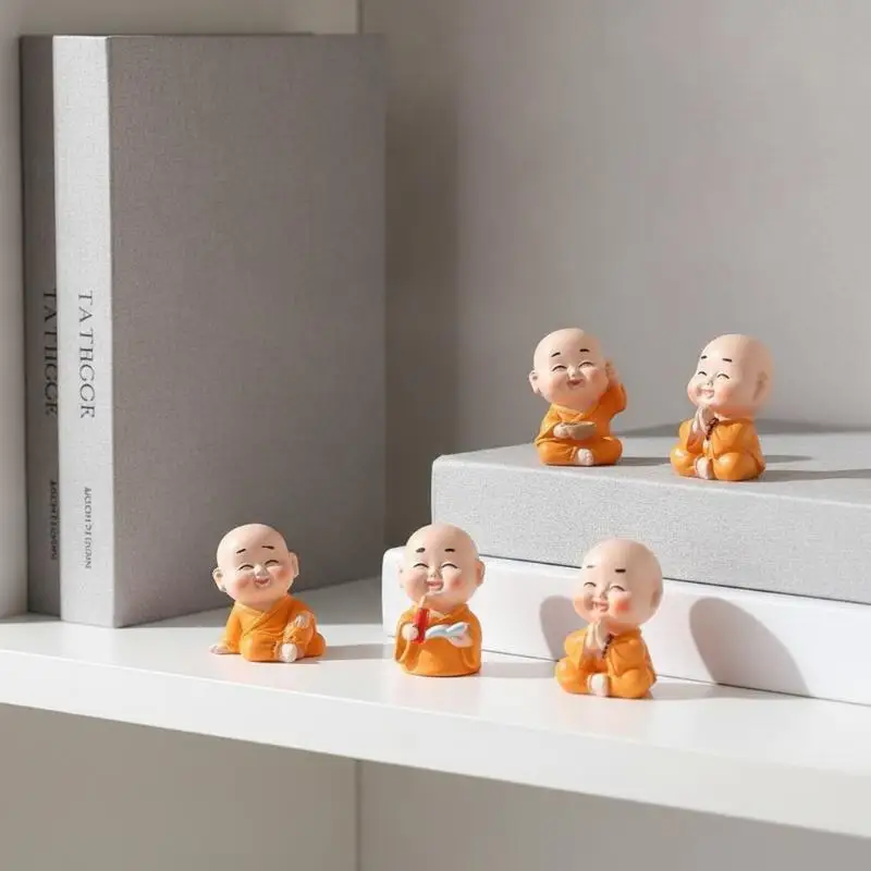 Creative Resin Monk Garden Ornaments Multiple Mini Styles Cute Figurines for Terrarium Bonsai Home Desktop Decoration
