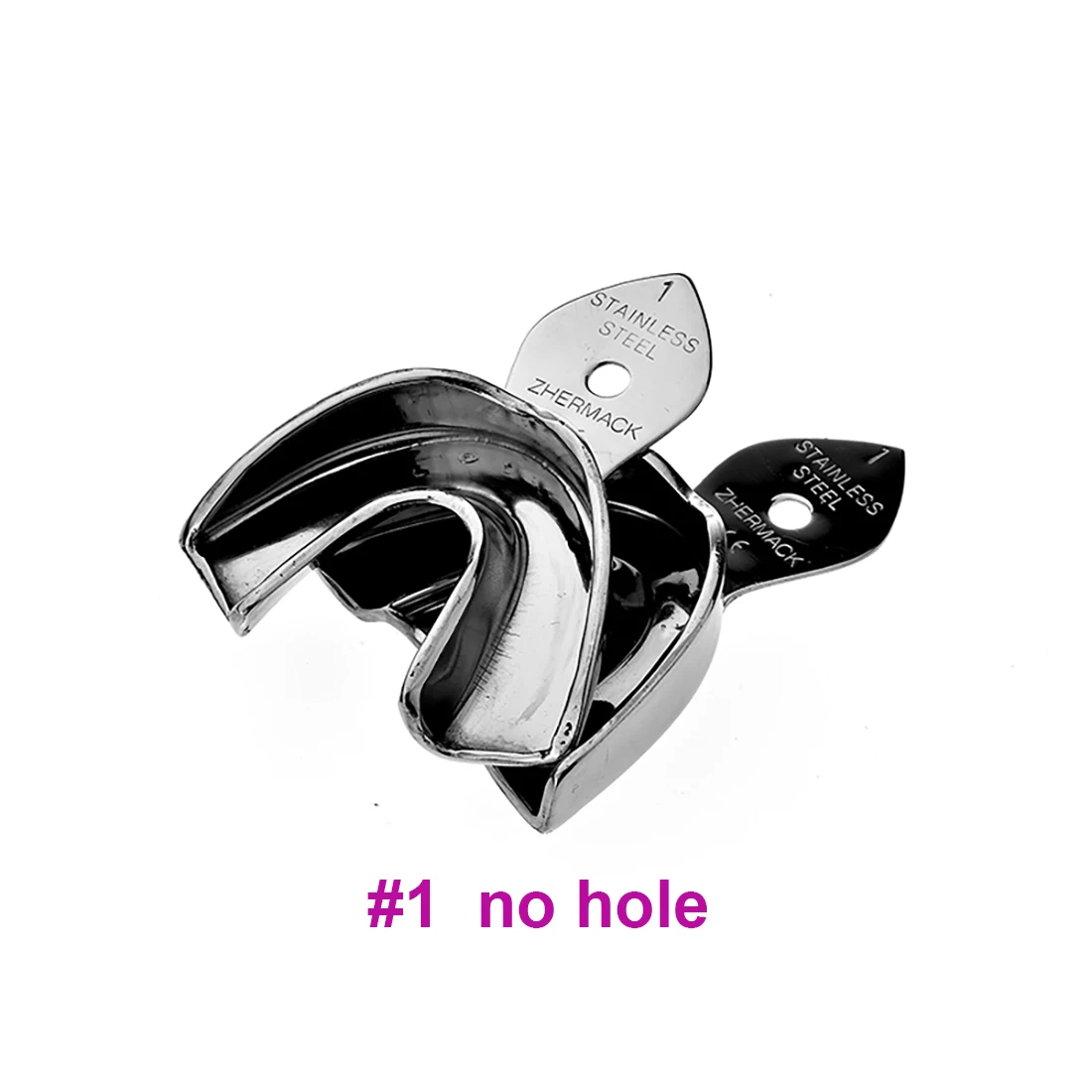Original Zher Stainless Steel Non Porous Impression Tray 2*1 No Hole Tray Hi Tray for Dental Correcting/Fixing Position of Teeth