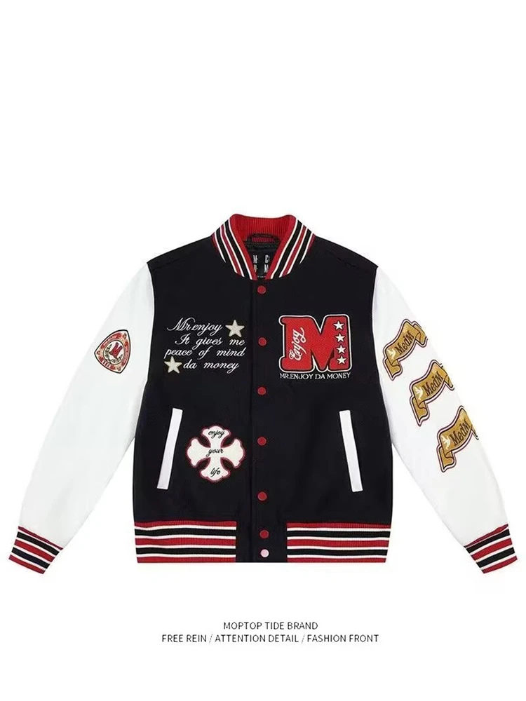 

Мужская бейсбольная куртка Mr. WH, весенне-осенняя повседневная верхняя одежда с вышивкой, женская модная брендовая куртка для пар, свободный крой из полиэстера