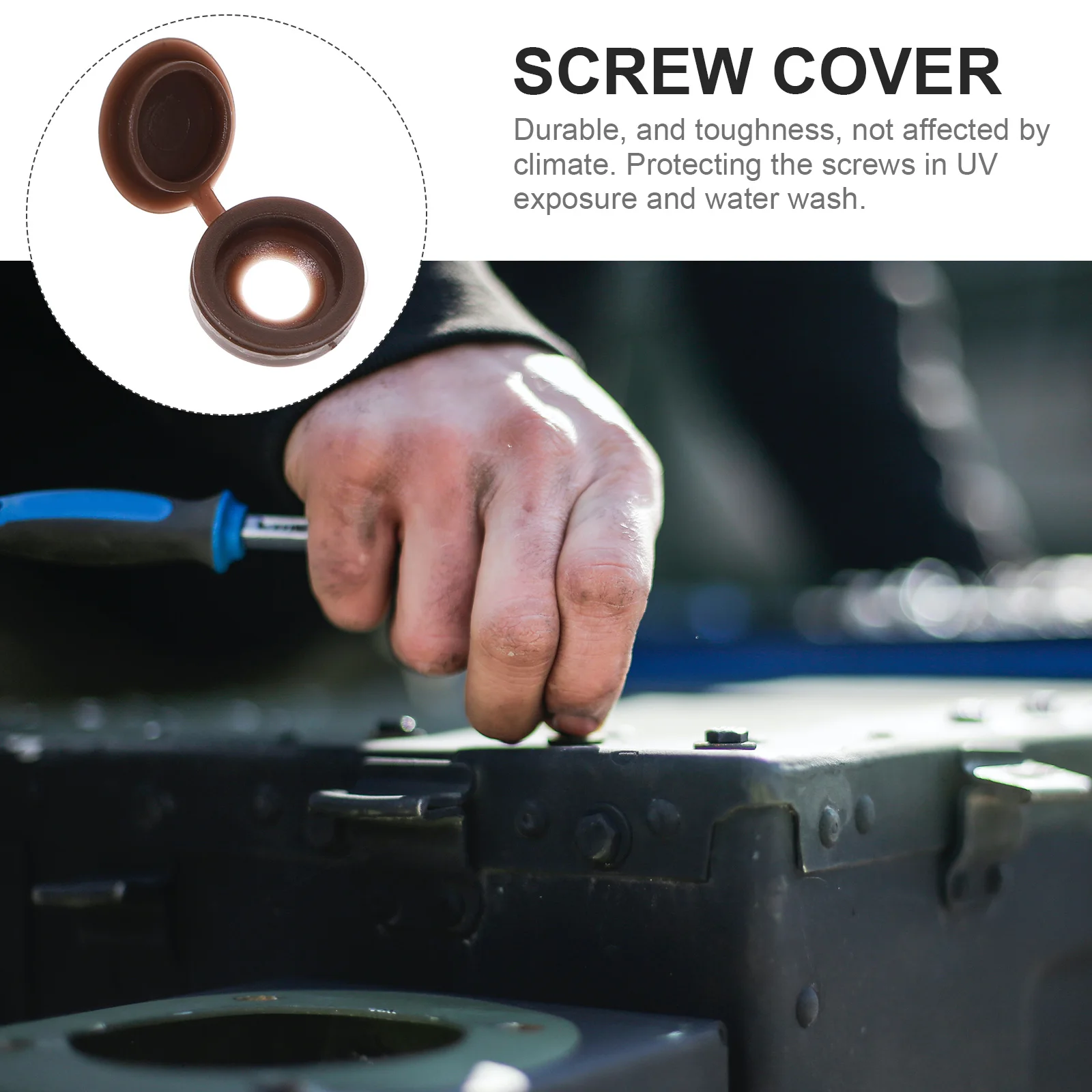 

100pcs Screw Caps Brown Decorative Covers for Furniture Cabinet Hole Wardrobe Screws UV Water Resistant Plastic Hinged