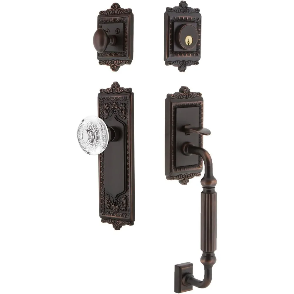

Warehouse 755601 Entry Set Egg & Dart Plate F Grip Entry Set Crystal Egg & Dart Knob, Timeless Bronze, Backset Size: 2.75"