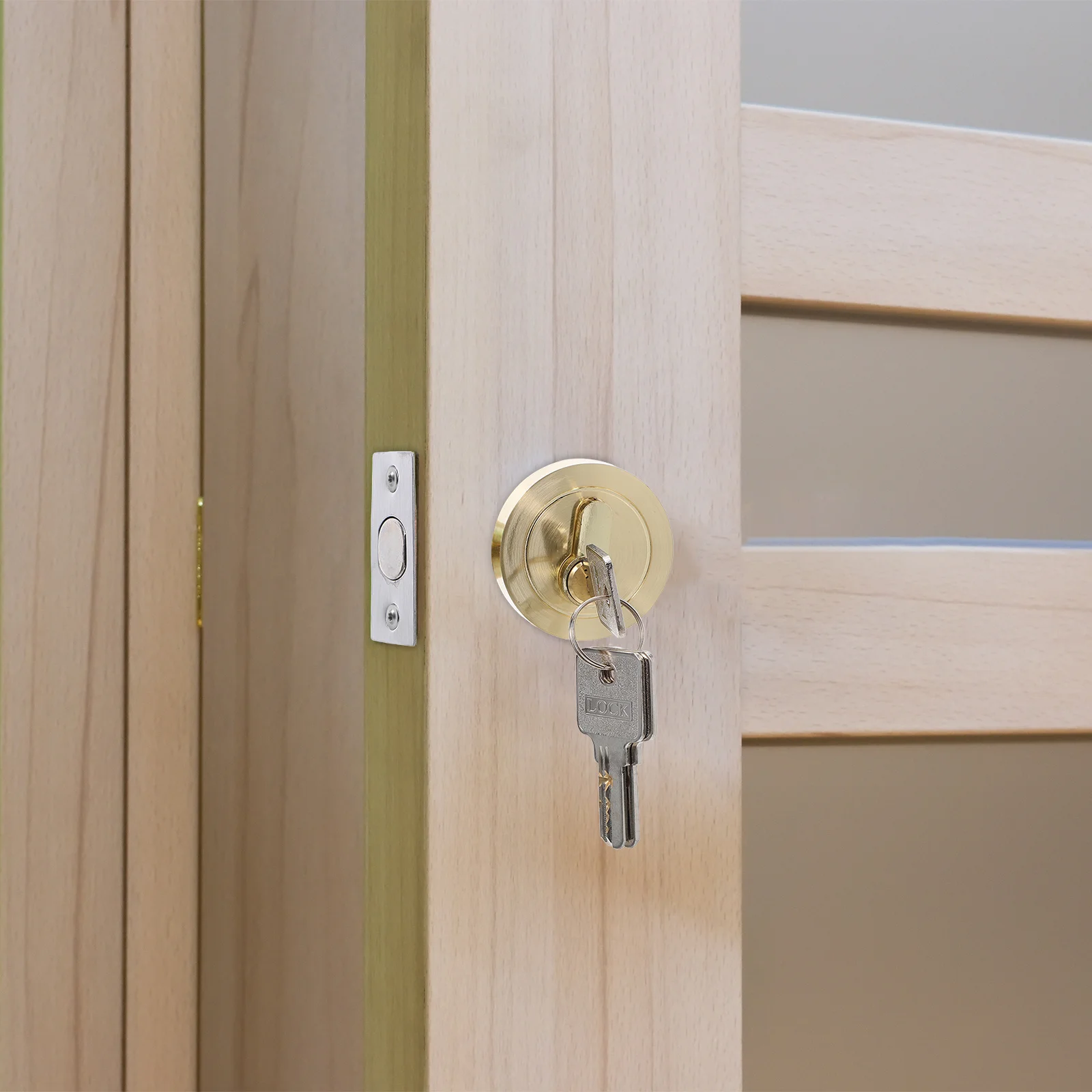 

Keyed Single Cylinder Deadbolt Zinc Alloy Door Lock Easy Mounting Secure Front Bedroom Bathroom Exterior Interior Doors