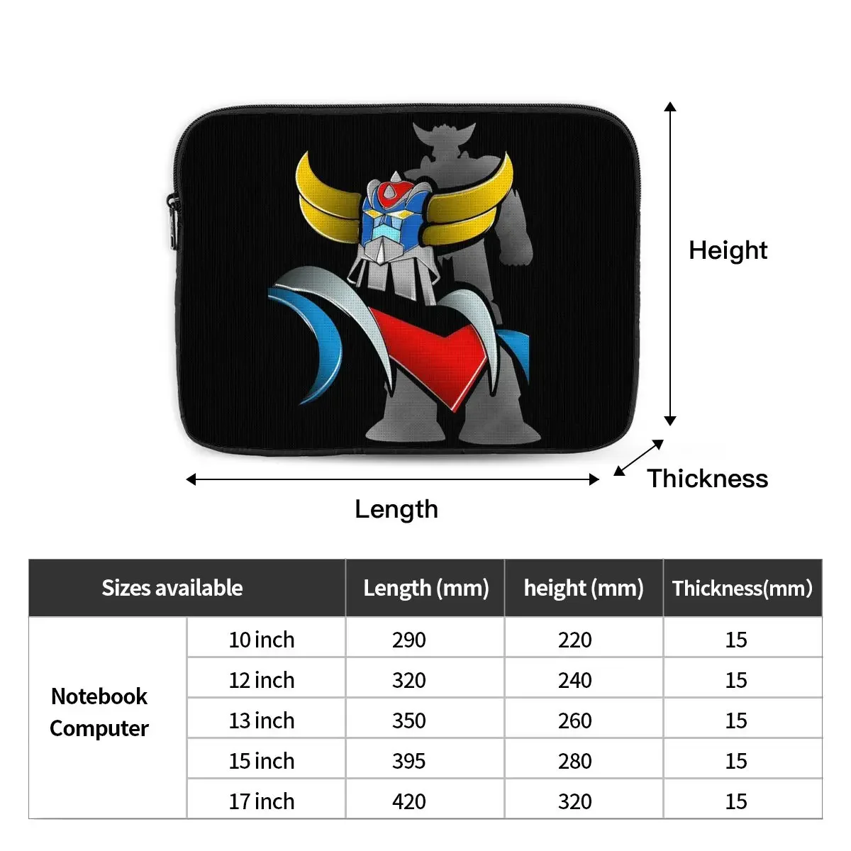 Mazinger Z Goldorak Actarus Grendizer Mask Notebook Laptop Bag Case Pouch 10 12 13 15 17 Inch Tablet Shockproof Case Bag