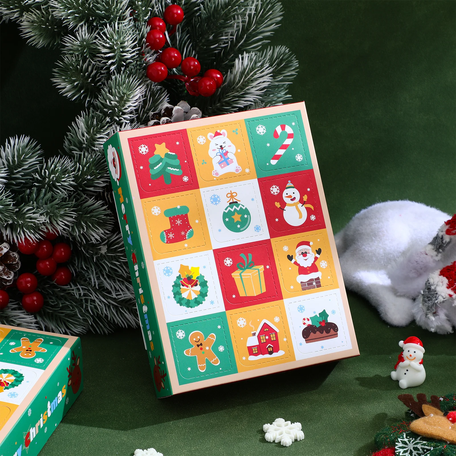 

5Pcs Christmas Gift Boxes Small 12 Compartments Paper Candy Treat Wrapping Box Holiday Party Favor Holiday Supplies Box