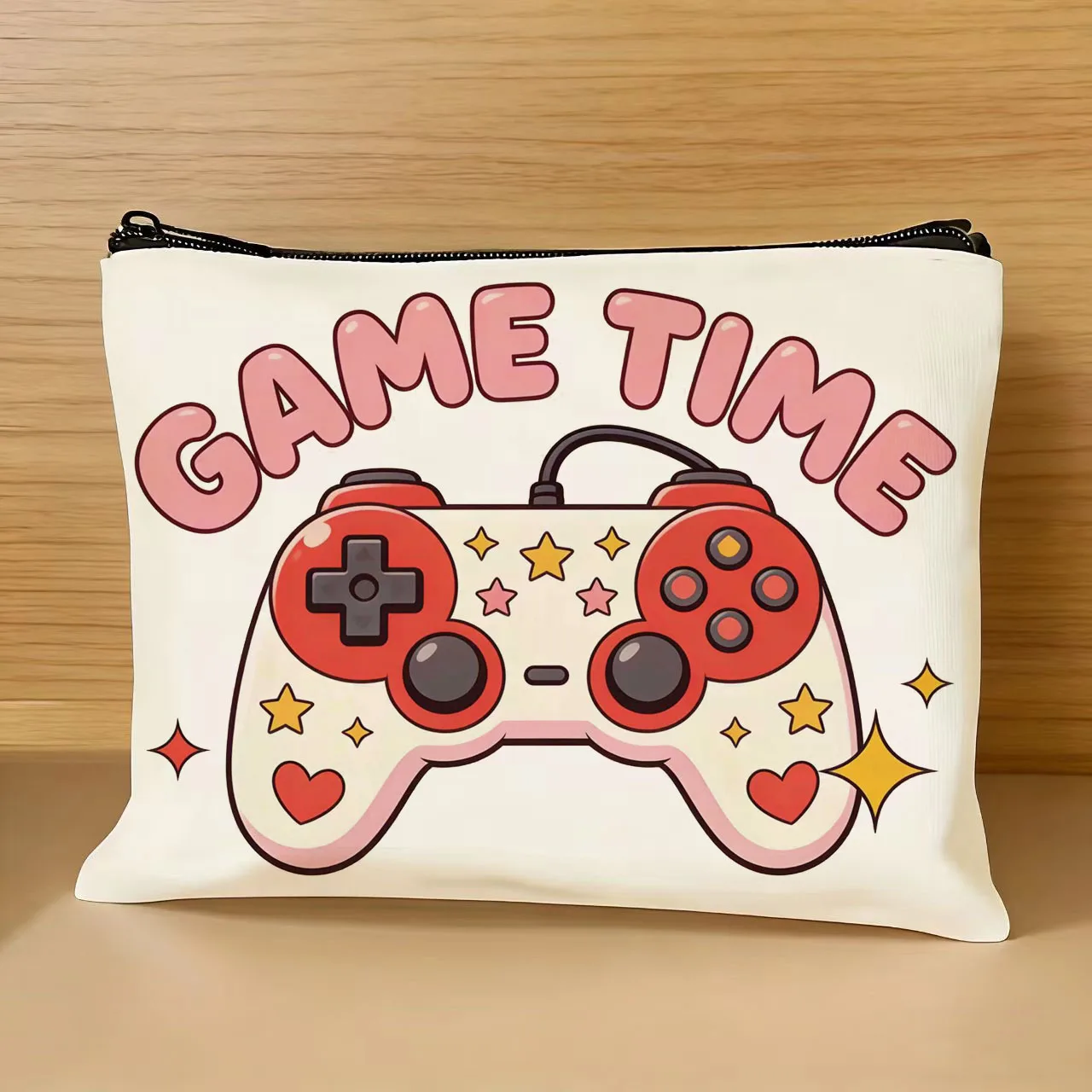 1PC Creative Game Console Themed Canvas Handbag, Makeup Storage Bag, Large Capacity Portable Canvas Bag