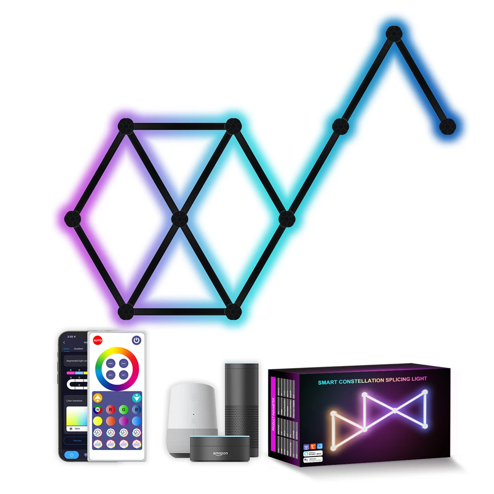 WIFI LED Smart Wall Light RGB Backlight Strip DIY Atmosphere Night Light Remote Control Tuya Alexa APP for Game Room Decoration