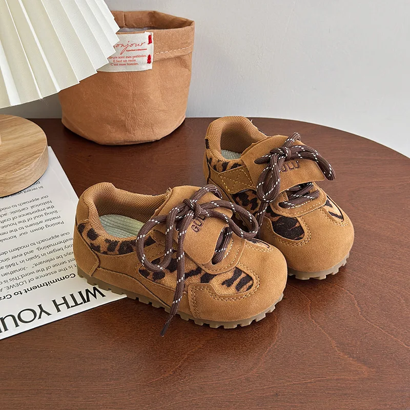 

Kids Leopard Print Sneakers 2025 New Spring Autumn Soft Sole Running Shoes for Boys Girls Breathable Casual Sport Shoes