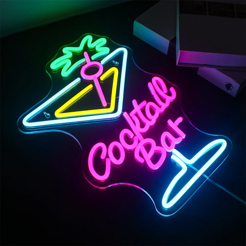 Cocktail Neon Light LED Sign Cocktail Glass Shape Neon Light Neon Light Neon Light Wall Decor Neon Light Man Cave Bar