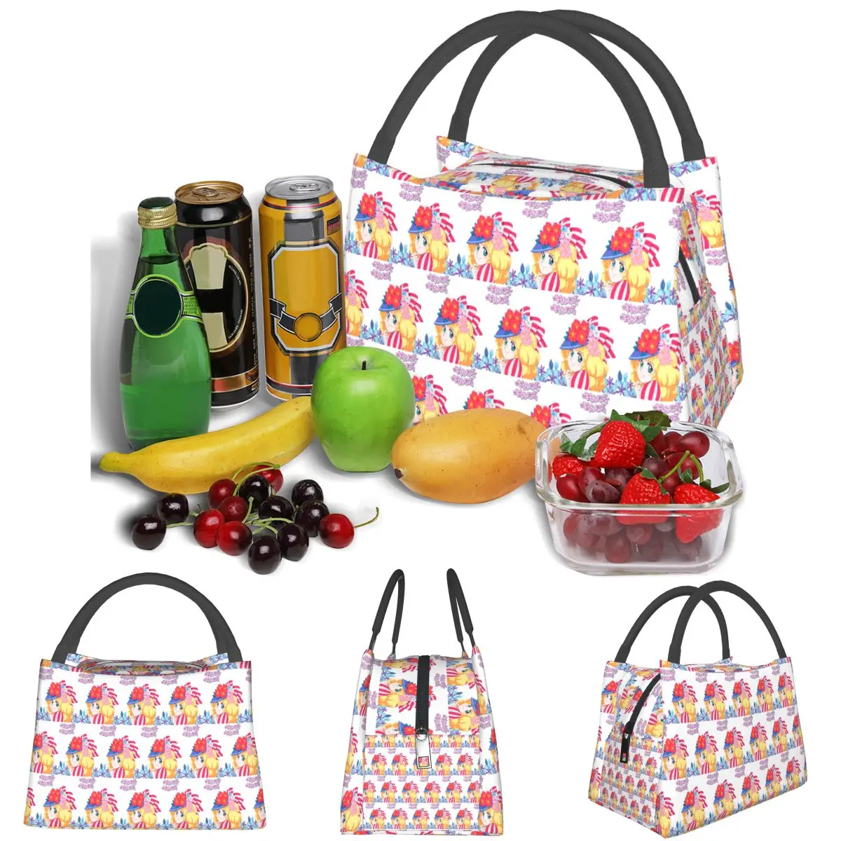 Candy Candy Anime Manga Lightweight Handheld Insulated Lunch Bag Aluminum Foil Liner for Adults Students Travel Picnic