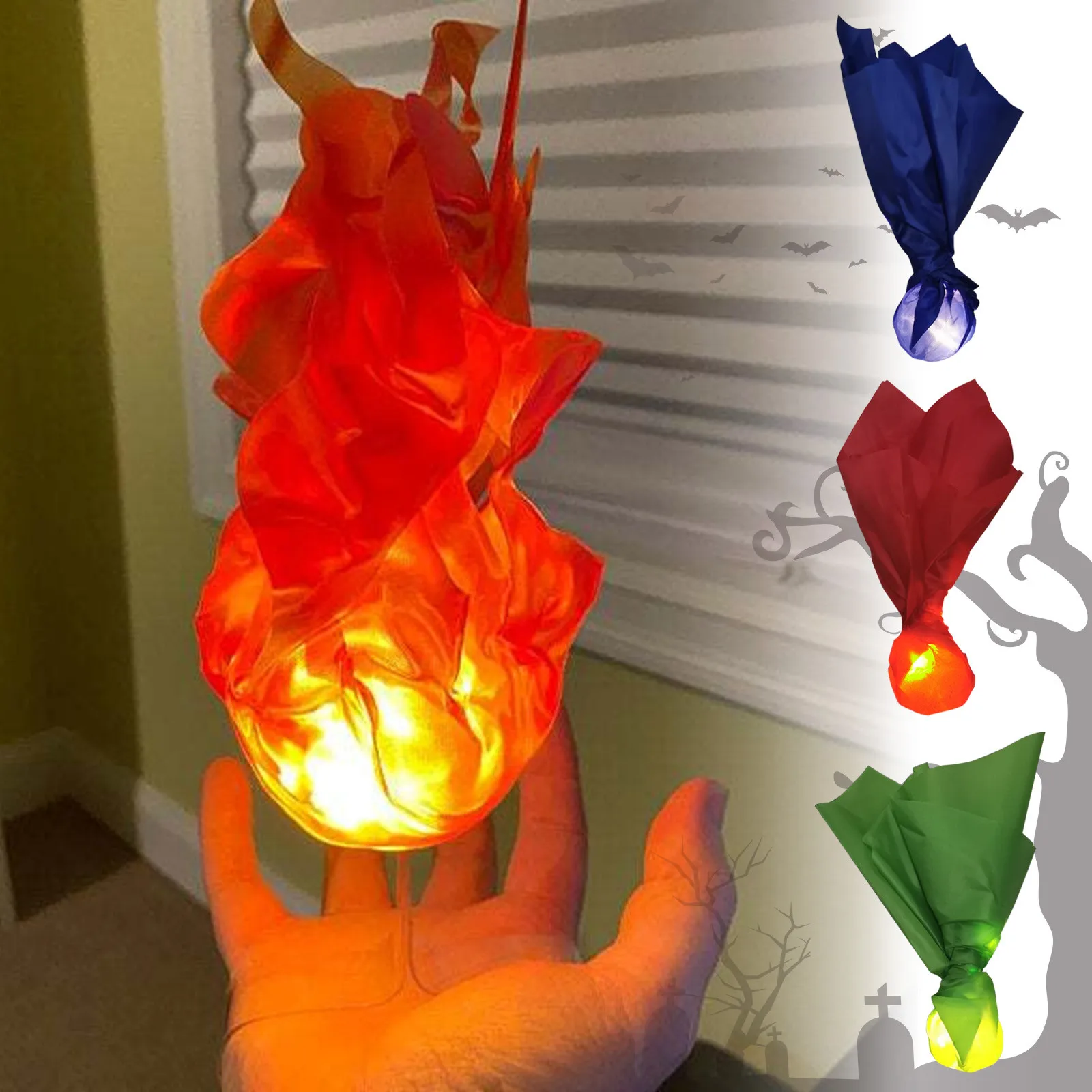 LED Halloween Floating Fire Creative Flame Lamp Prop Floating Fireballs Floating Props No Flame For Home Halloween Party