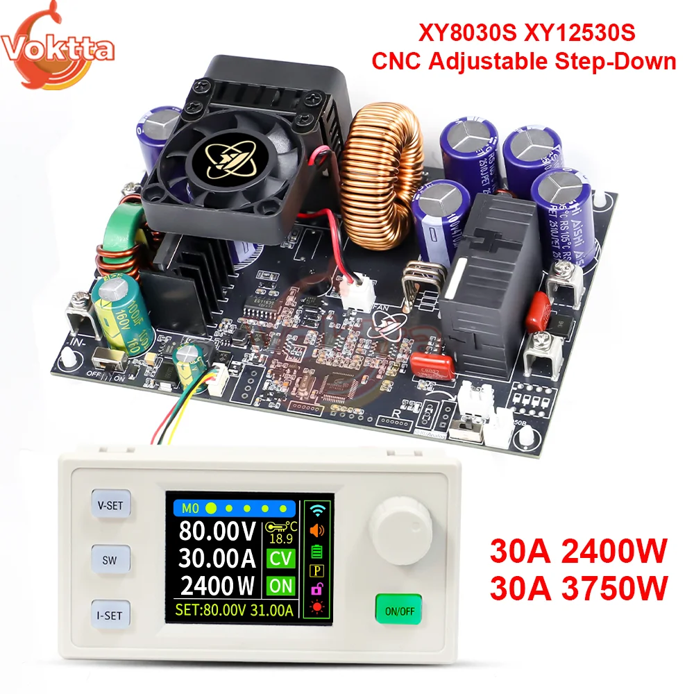 

30A 2400W 3750W Step-down Module XY8030S XY12530S CNC DC Adjustable Buck Converter Power Supply Constant Voltage Current Module