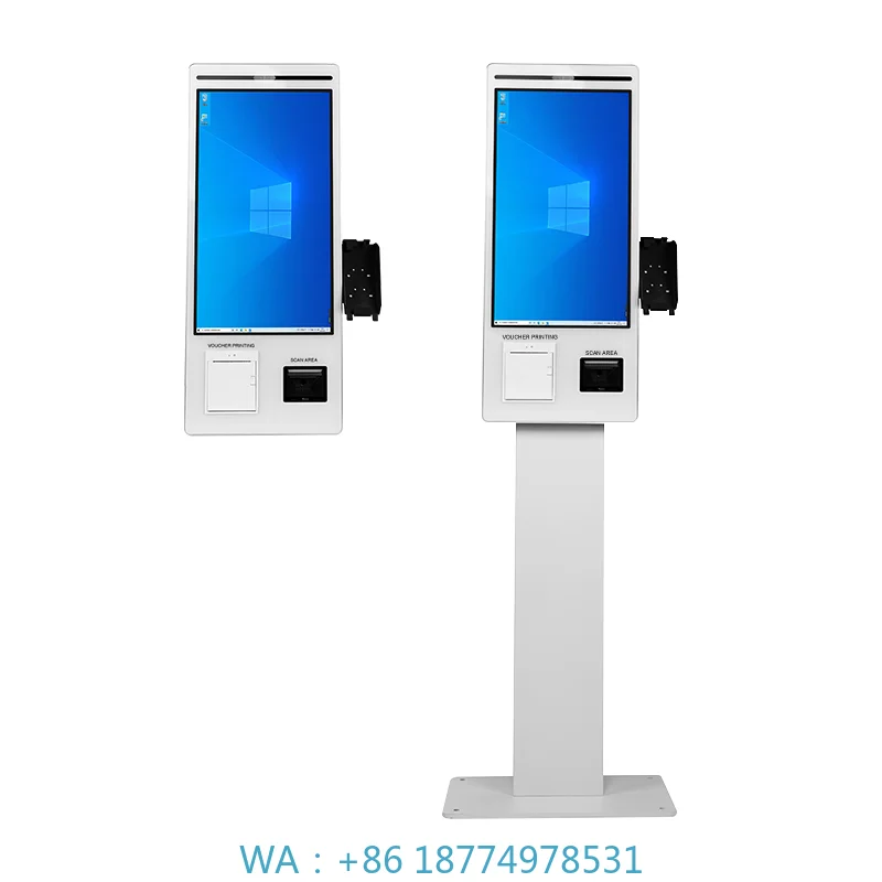 Service Payment Kiosk With QR Code Scanner 21.5Inch Self Service Ordering Checkout Vending Machine Touch Screen Self