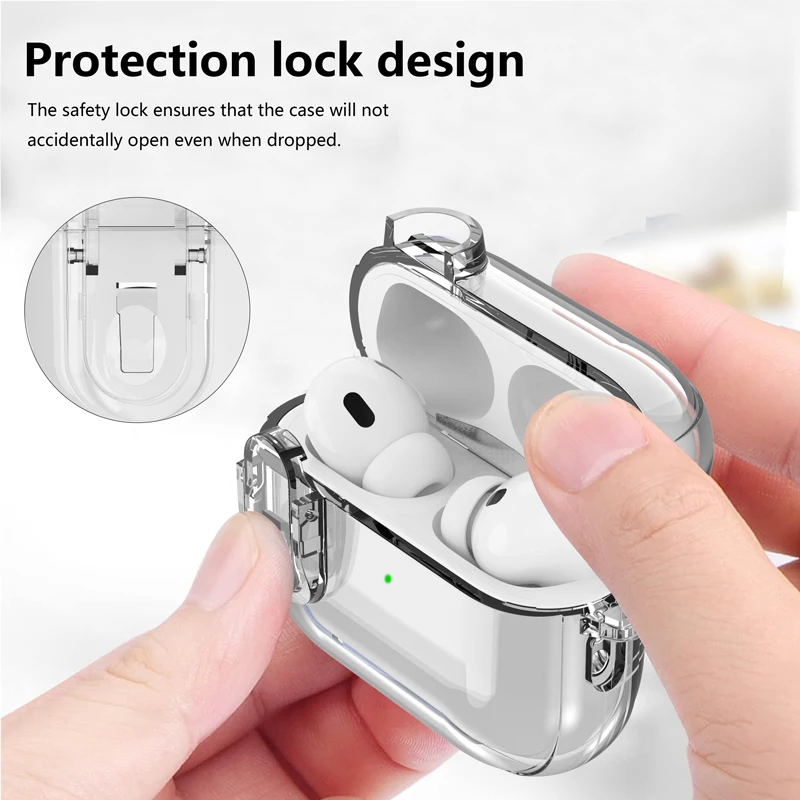 Transparent Crystal Wireless Bluetooth Earphone Case For Airpods 4 Pro 2 3 2and 1Case TPU Clear Switch Lock Box Cover with hook