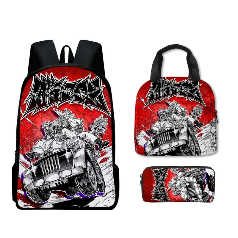

GACHIAKUTA New 3D Anime Printed School Bag Lunch Bag Pencil Case Cartoon Character Backpack Storage Pouch Kit for Students Daily