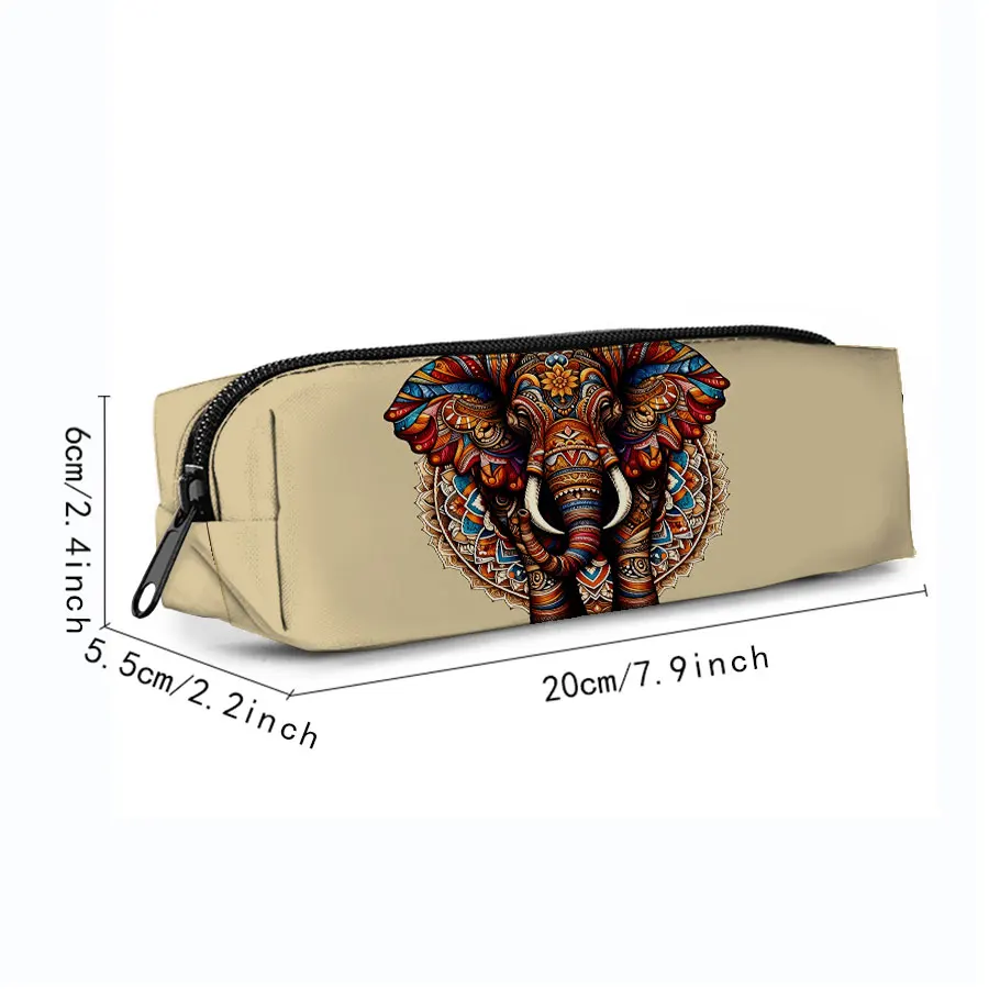 Elephant Single Layer Printed Pencil Case for Boy/Girls Best Gifts 2D Flat Cartoon School Supplies Pen Bag for Children