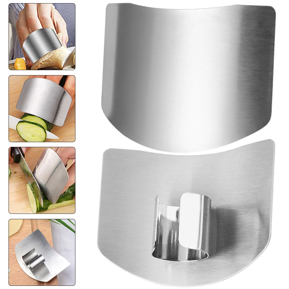 6pcs Finger Protector Stainless Steel Anti Rust Kitchen Tool Food Cutting Guard Adjustable Design Fits Most Fingers Safe Cooking