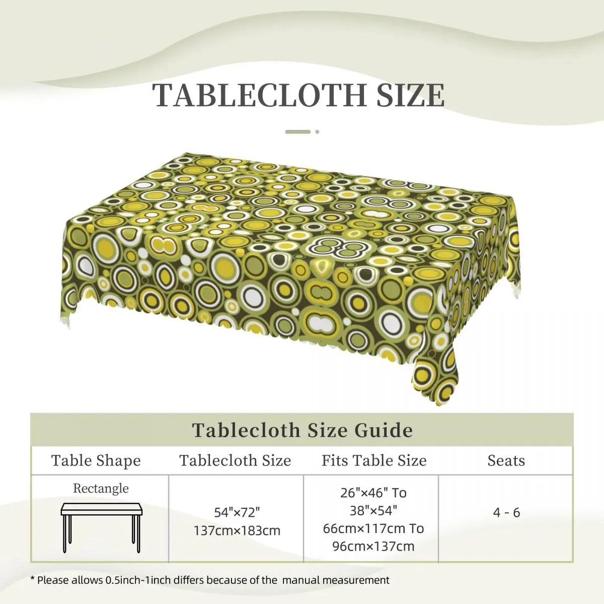 مفرش طاولة عتيق مستطيل ، مقاوم للماء ، مقاوم للزيت ، أغطية طاولة ، هندسية ، مناسبة ، ملونة ، 40 "-44" #6