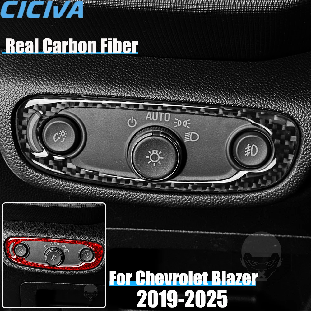 

Real Carbon Fiber Car Accessories Headlight Switch Cover Soft Sticker For Chevrolet Blazer 2019 2020 2021 2022 2023 2024 2025