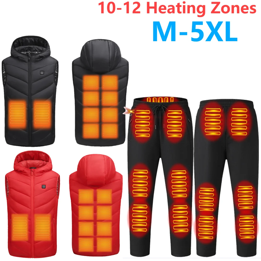 Unisex Heated Pants 10 Heating Zones Electric Heated Trousers 3 Temperature Modes Waterproof Winter Electric Warmer Clothing