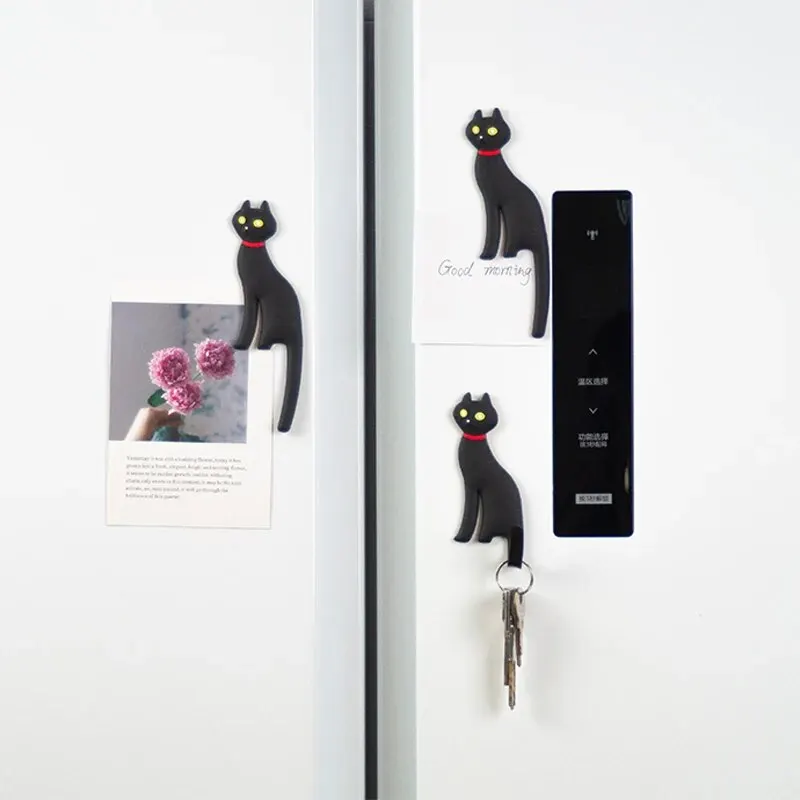 Black Cat Magnet Hook Creative Cat Shape, Auxiliary Hooks, Home Storage Hooks, Suitable for a Variety of Home Scenes