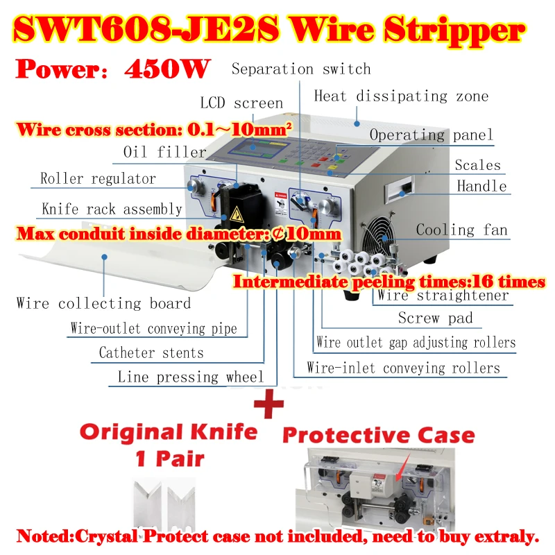 

SWT608-JE2S Automatic Wire Stripping Cutting Peeling Machine 0.1-10mm2 AWG7-AWG28 Touch Screen With Jump Tube Motor Lifting