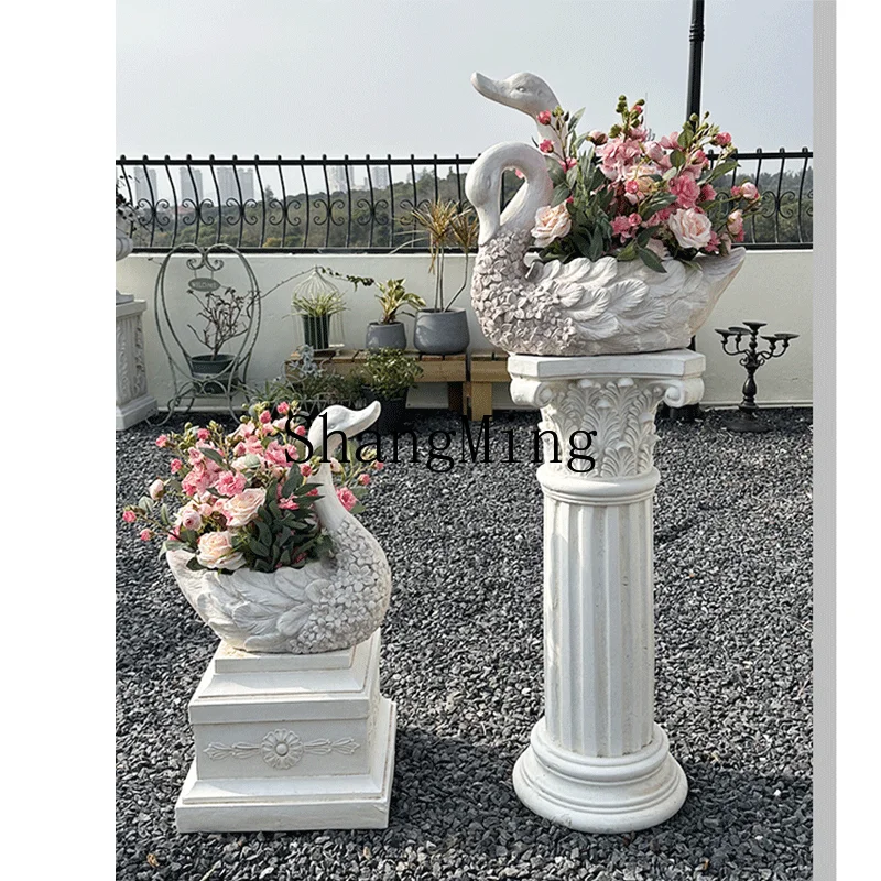 

HJ flower pot base courtyard villa balcony decoration wedding decoration round floor ornament