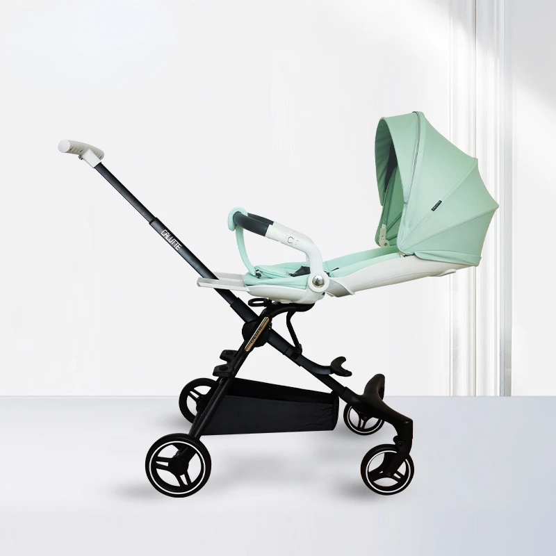 Aluminum Alloy Frame Baby Strollers, High Landscape Two-way Trolley Lightweight Folding Can Sit and Lie Down Baby Pushchair